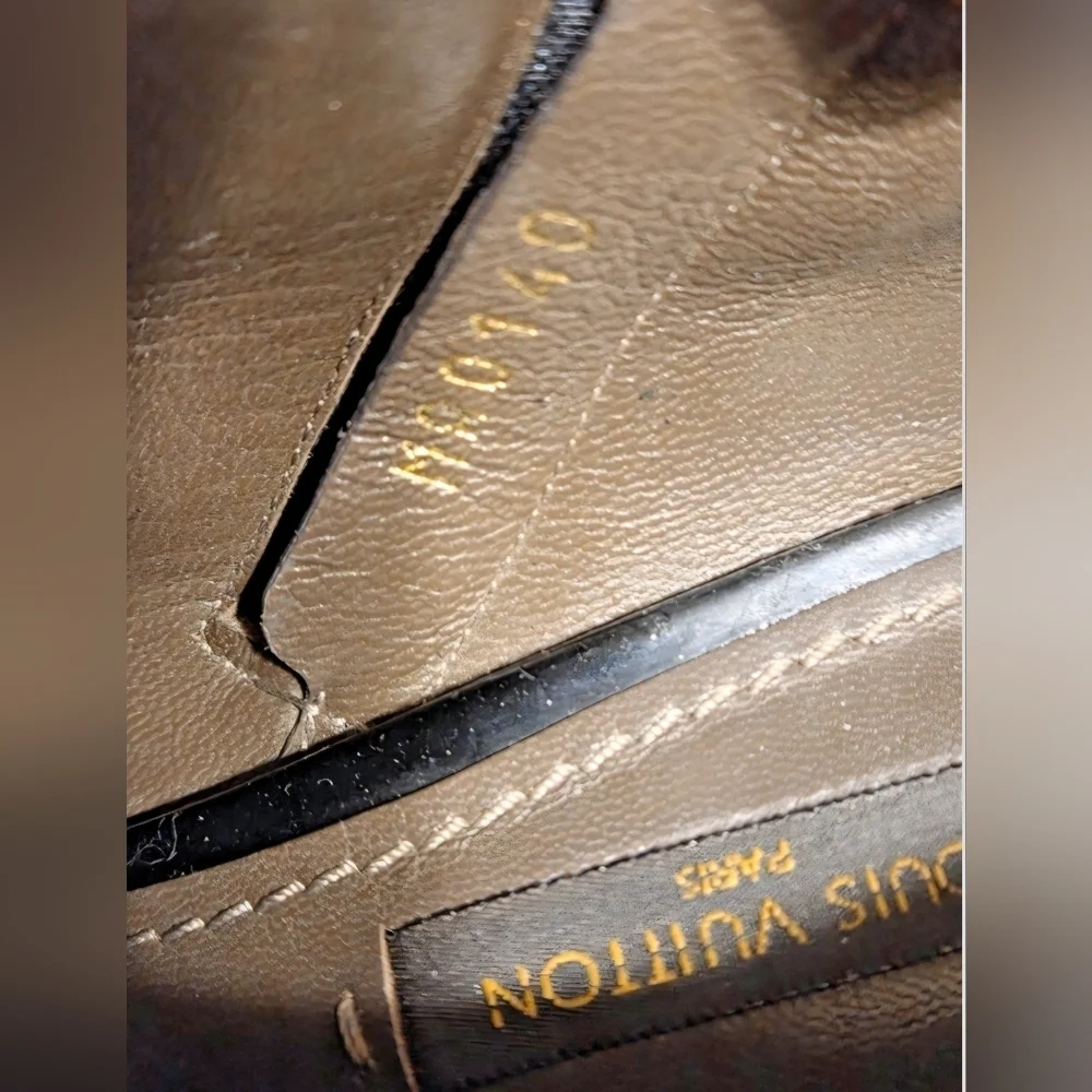 LOUIS VUITTON Boots Heel Leather Greige EU 35 / US Size 5